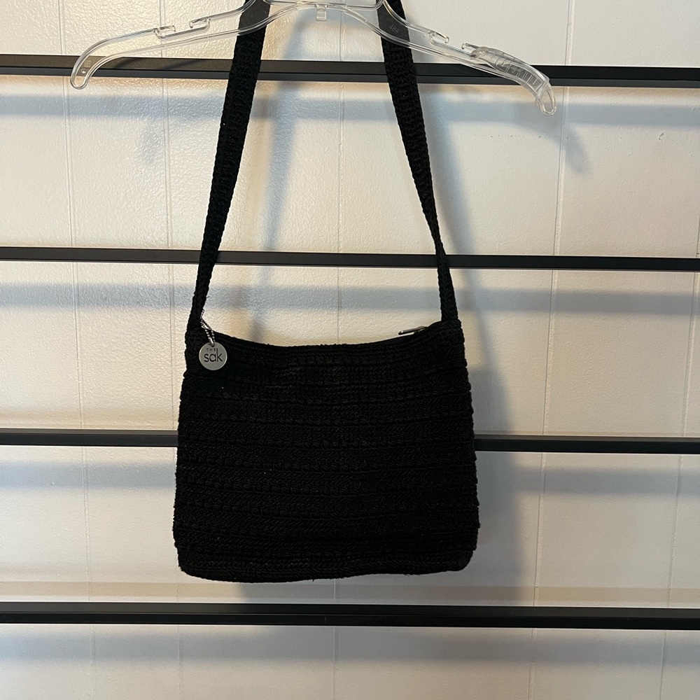 EUC The SAK Black Macrame Purse, Medium Size